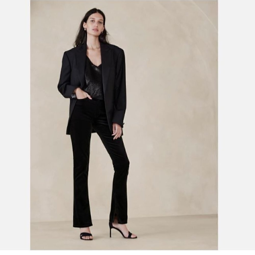 Banana Republic High Rise Slim Velvet Stiletto Jeans Black Size 31/12 NWT RT$120